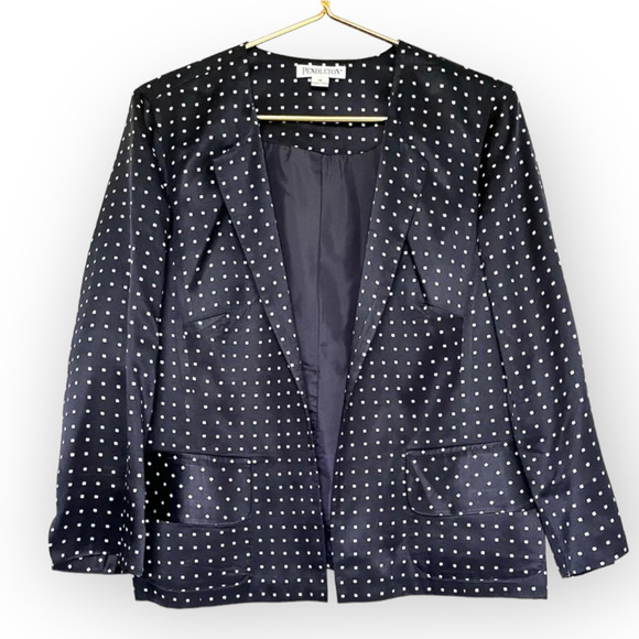 PENDLETON Lightweight Silk Blend Blazer Navy Blue Pockets Sz 10P - Picture 1 of 9